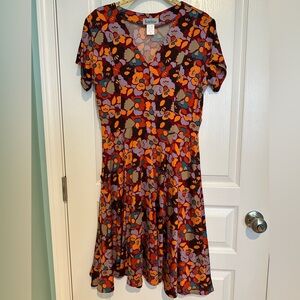Floral Midi Dress - Orange and Purple